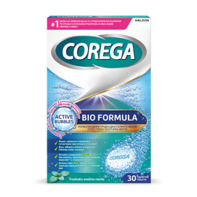 Corega Корега Био Формула Таблетки за почистване на цели зъбни протези х30 броя
