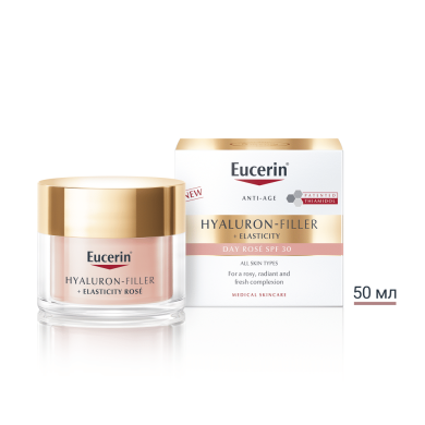 Eucerin Hyaluron-Filler + Elasticity Озаряващ дневен ROSE крем SPF30 50мл