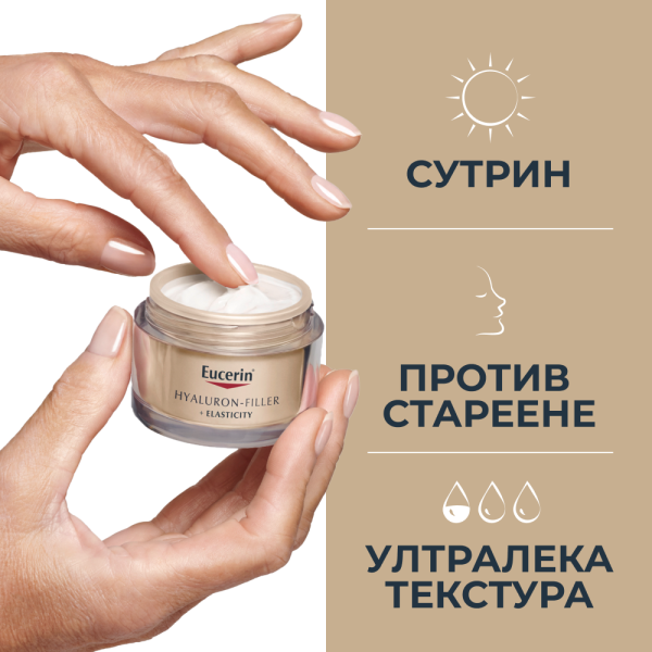 Eucerin® Комплект против стареене и възрастови петна Hyaluron-Filler + Elasticity Дневен крем SPF15 + Hyaluron-Filler + Elasticity Нощен Крем