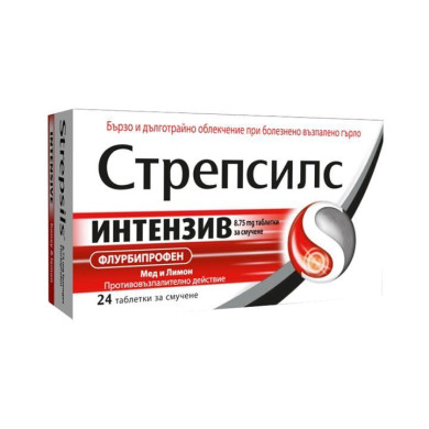 СТРЕПСИЛС ИНТЕНЗИВ МЕД И ЛИМОН таблетки за смучене х 24