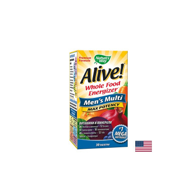 Alive! Men's Multi Max Potency / Алайв! Мултивитамини за мъже x 30 таблетки Nature’s Way