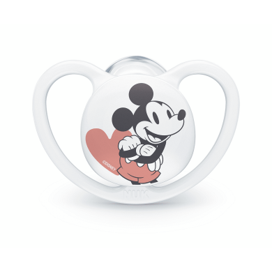 NUK биберон залъгалка силикон 6-18 мес. 1бр Space Mickey+ box