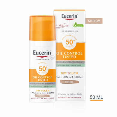 Eucerin Оцветен слънцезащитен гел-крем за лице OIL CONTROL SPF 50+ Тъмен нюанс 50мл