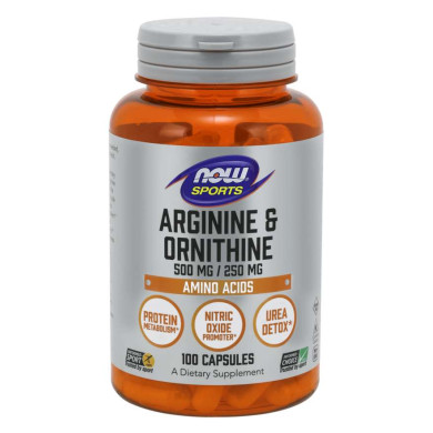 Now Sports - Arginine &Ornithine / Аргинин и Орнитин 500/250 Мг - 100 Капсули