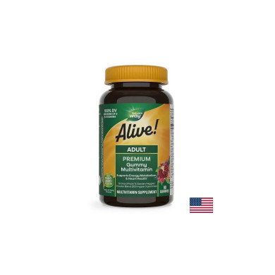 Alive! Adult Premium Gummies Multivitamin / Алайв! Премиум мултивитамини за възрастни, 90 желирани таблетки Nature’s Way
