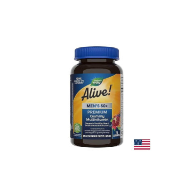 Alive! Men’s 50+ Premium Gummies Multivitamin / Алайв! Премиум мултивитамини за мъже 50+, 75 желирани таблетки Nature’s Way
