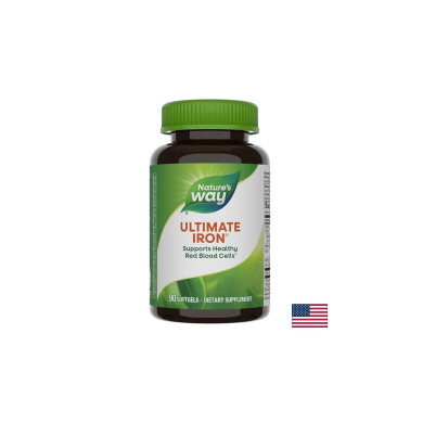 Ultimate Iron - Формула с желязо, фолат и витамин B12 (при анемия), 90 софтгел капсули Nature’s Way