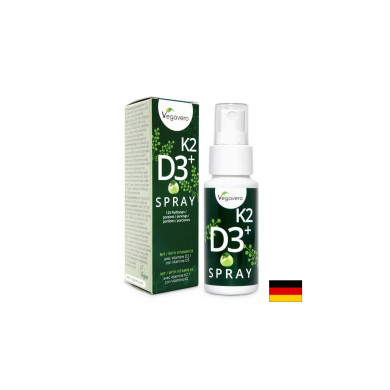 K2 + D3 Spray/ Витамин К2 + D3/ Орален спрей, 25 ml, 125 дози, 100% Vegan