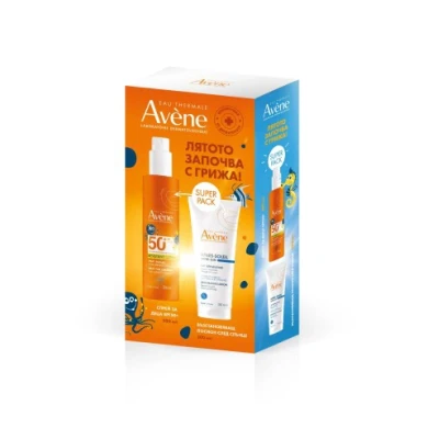 Avene Sun SPF50+ Слънцезащитен спрей за деца, 200 мл. + Възстановяващ лосион след слънце, 200 мл.