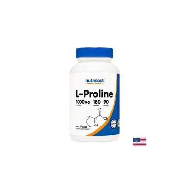 Кости и стави - Л-Пролин (L-Proline), 500 mg/180 капсули, 90 дози Nutricost