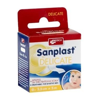 Sanplast Delicate Пластир за чувствителна кожа 2.5с м/5 м x1 брой Medica