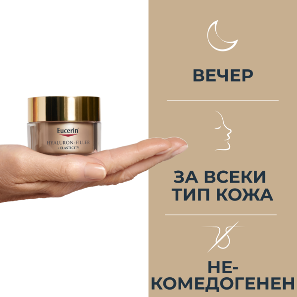 Eucerin® Комплект против стареене и възрастови петна Hyaluron-Filler + Elasticity Дневен крем SPF15 + Hyaluron-Filler + Elasticity Нощен Крем