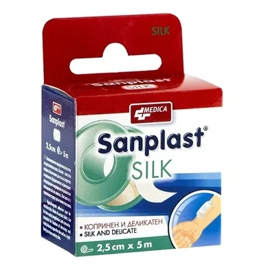 Sanplast Silk Прикрепващ пластир 2.5 см/5 м x1 брой Medica