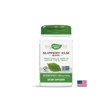 Slippery Elm Bark - Червен бряст (кора) - При раздразнения на стомашната лигавица, 400 mg, 100 капсули Nature’s Way