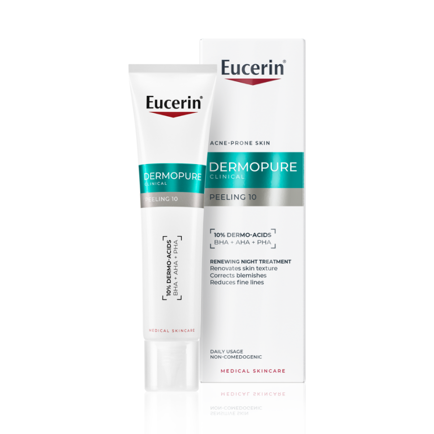 Eucerin DERMOPURE CLINICAL Peeling 10  Обновяваща нощна грижа за кожа, склонна към акне 40 мл.
