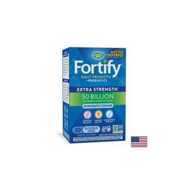 Пробиотик + пребиотици – високо дозирани - Fortify Probiotic Extra Strength, 50 млрд. активни пробиотици, 30 капсули