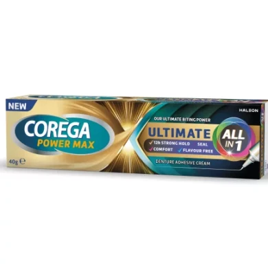 Corega Power Max Ultimate All IN 1 Фиксиращ крем за зъбни протези 40 g