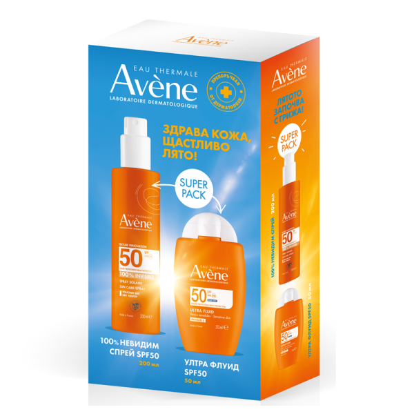 Avene Sun SPF50+ Слънцезащитен спрей за деца, 200 мл. + Възстановяващ лосион след слънце, 200 мл.