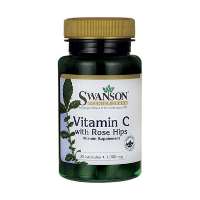 SWANSON Vitamin C with Rose Hips 1000mg. / 30 Caps
