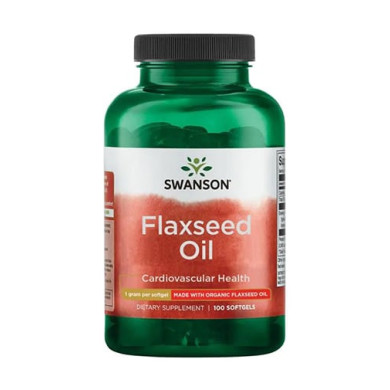 SWANSON Flaxseed Oil 1000mg. / 100 Softgels.