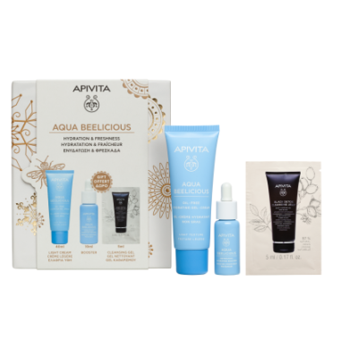 Apivita Aqua Beelicious Дневен гел-крем 40 ml + Хидратиращ бустер 10 ml + Черен детоксикиращ измивен гел 5 ml