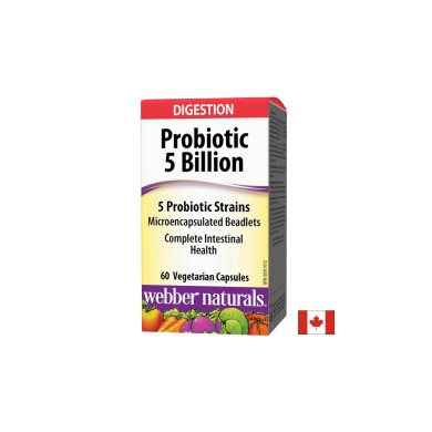 Probiotic/ Пробиотик 5 щама, 5 млрд. активни пробиотици х 60 капсули Webber Naturals