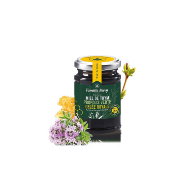 Miel De Thym, Propolis Verte, Gelee Royal /Пчелен мед от мащерка, зелен прополис и пчелно млечице, 200 g Famille Mary