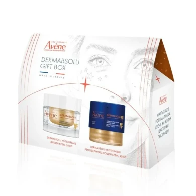 Avene BOX DermAbsolu Уплътняващ дневен крем 50 мл + Avene DermAbsolu Интензивен ремоделиращ нощен крем 40 мл + Avene SUN Слънцезащитен анти ейдж флуид SPF50 5 мл Комплект