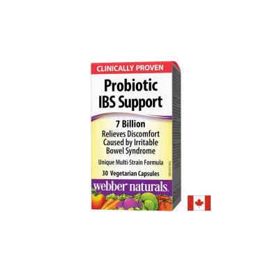 Probiotic IBS Support/ Пробиотик IBS 4 щама, 7 млрд. активни пробиотици х 30 капсули Webber Naturals