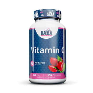 Haya Labs Vitamin C with Rose Hips / Витамин Ц и Екстракт от Шипка 500mg / 100 Caps.