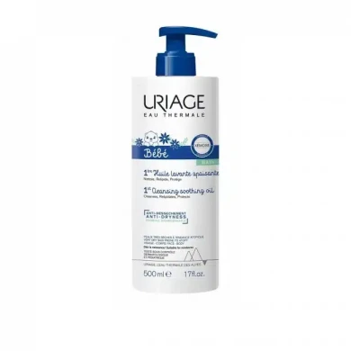 URIAGE BEBE CLEANSING SOOTHING OIL УСПОКОЯВАЩО ПОЧИСТВАЩО ДУШ-ОЛИО ЗА СУХА И МНОГО СУХА КОЖА, СКЛОННА КЪМ АТОПИЯ 500мл