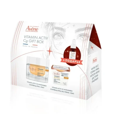 Avene BOX Vitamin Activ Cg Интензивен озаряващ крем 50 мл + Интензивен озаряващ крем еко рефил 50 мл + Avene Vitamin Activ Cg Озаряващ коригиращ серум 10 мл Комплект